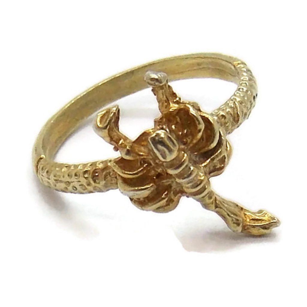 14k Solid Yellow Gold Ladies Scorpion Zodiac Ring